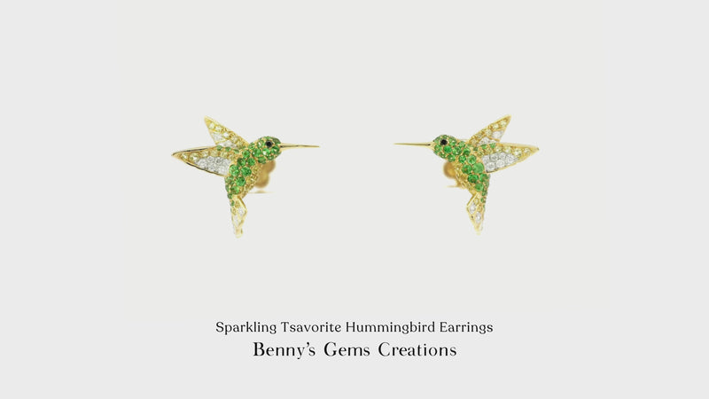 Sparkling Tsavorite Hummingbird Earrings