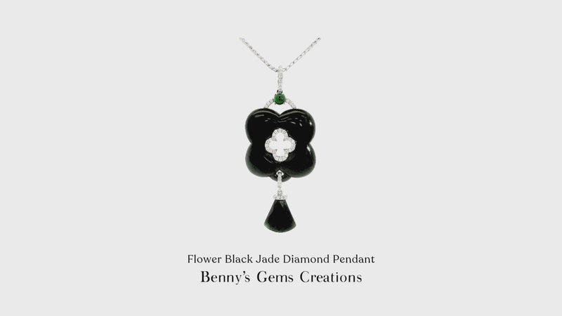Flower Black Jade Diamond Pendant