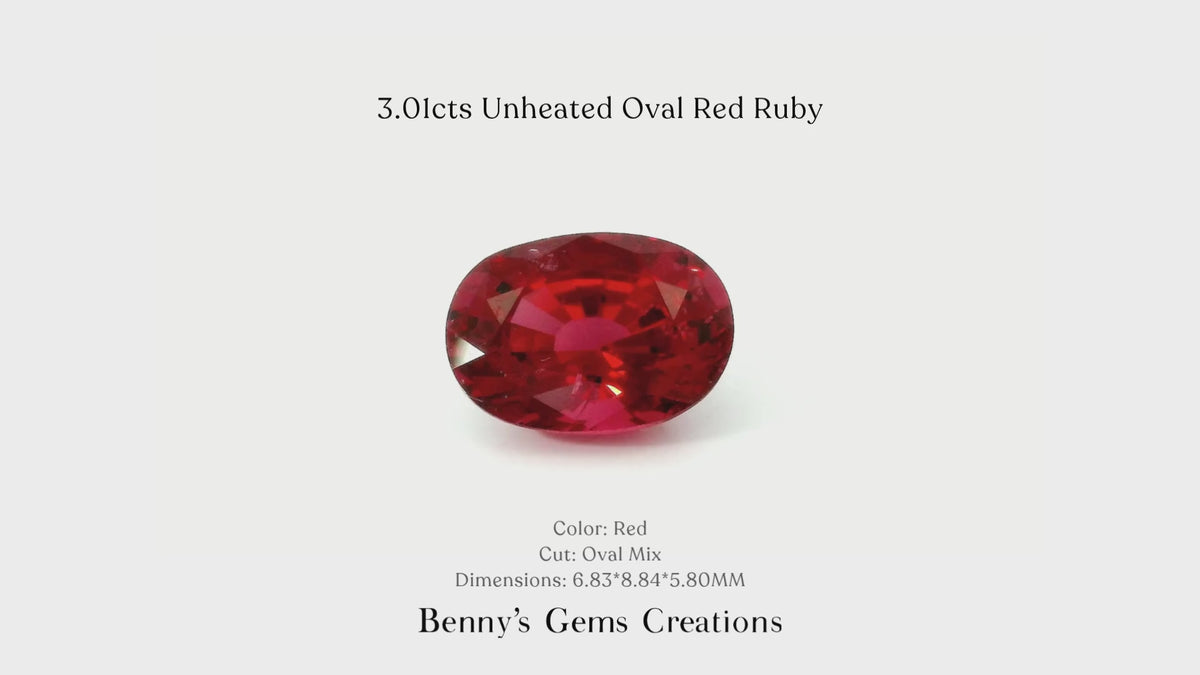 3.01cts Unheated Oval Red Ruby in classic oval cut for fine jewelry