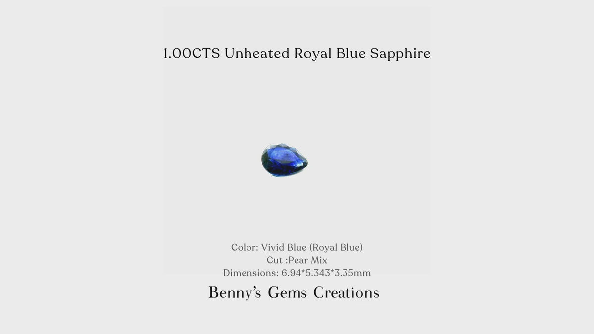 1.00CTS Unheated Royal Blue Sapphire - Benny's Gems Creations
