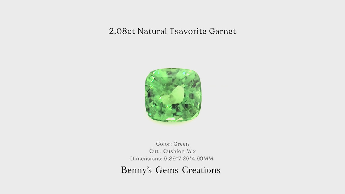 2.08cts Natural Tsavorite Garnet gemstone with vivid rich green hue