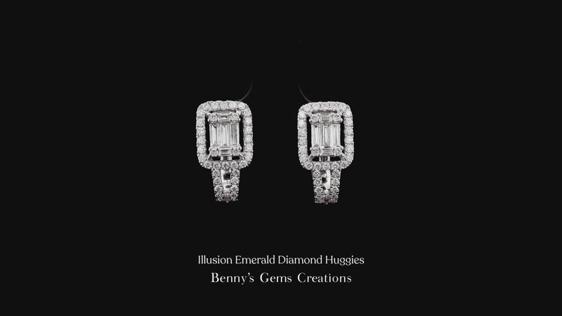Illusion Emerald Diamond Huggies