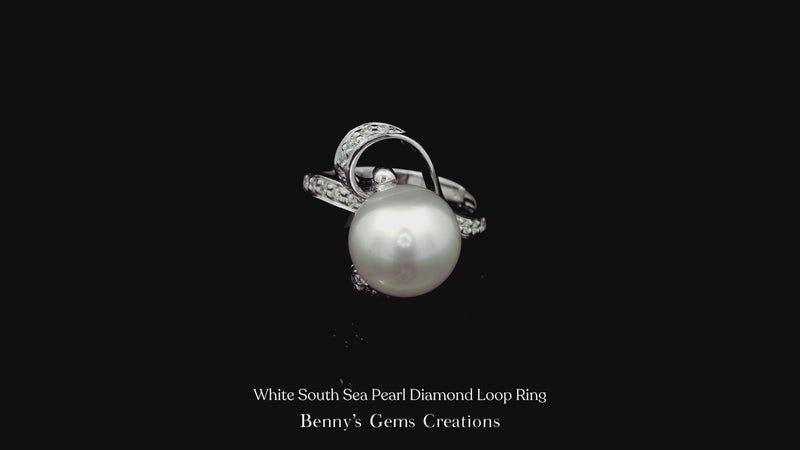 White South Sea Pearl Diamond Loop Ring