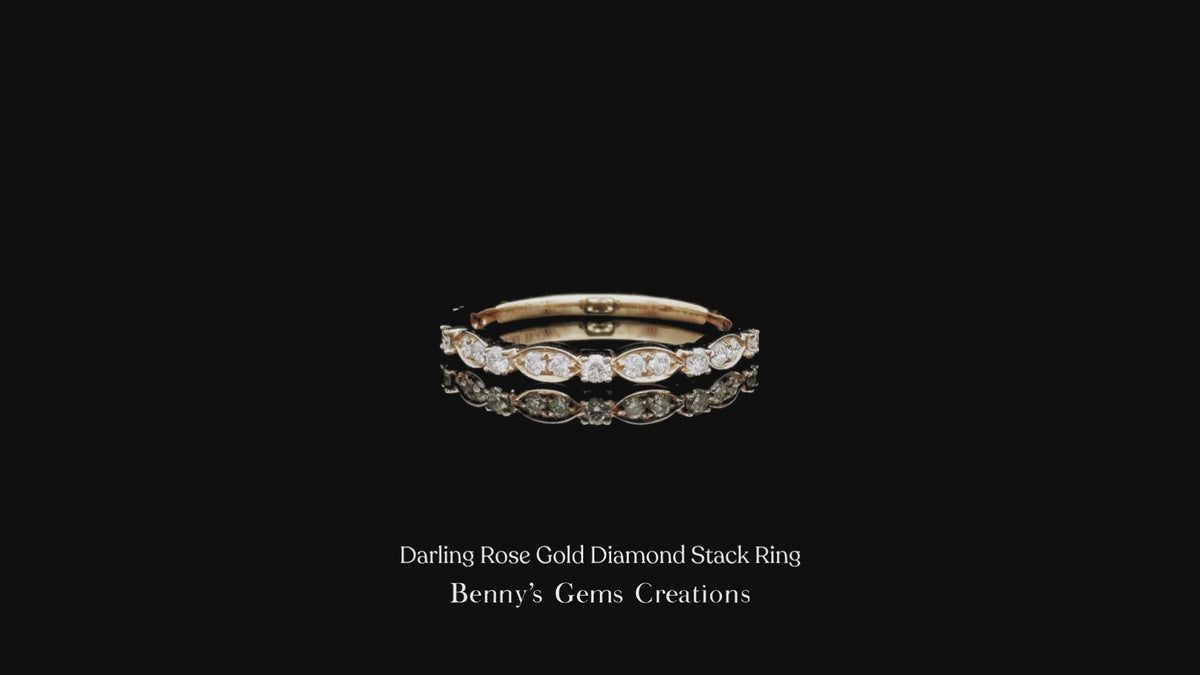 Dainty Rose Gold Stack Ring with sparkling diamonds in modern design