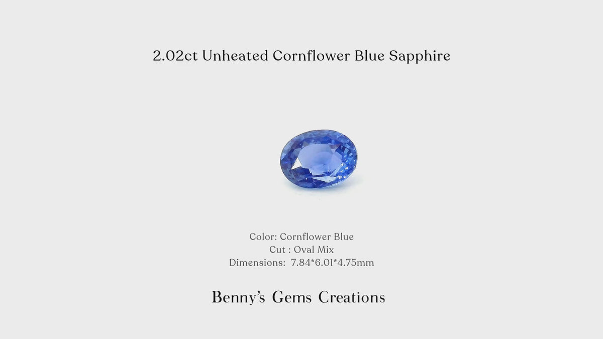 2.02cts unheated cornflower blue sapphire - Benny's Gems Creations
