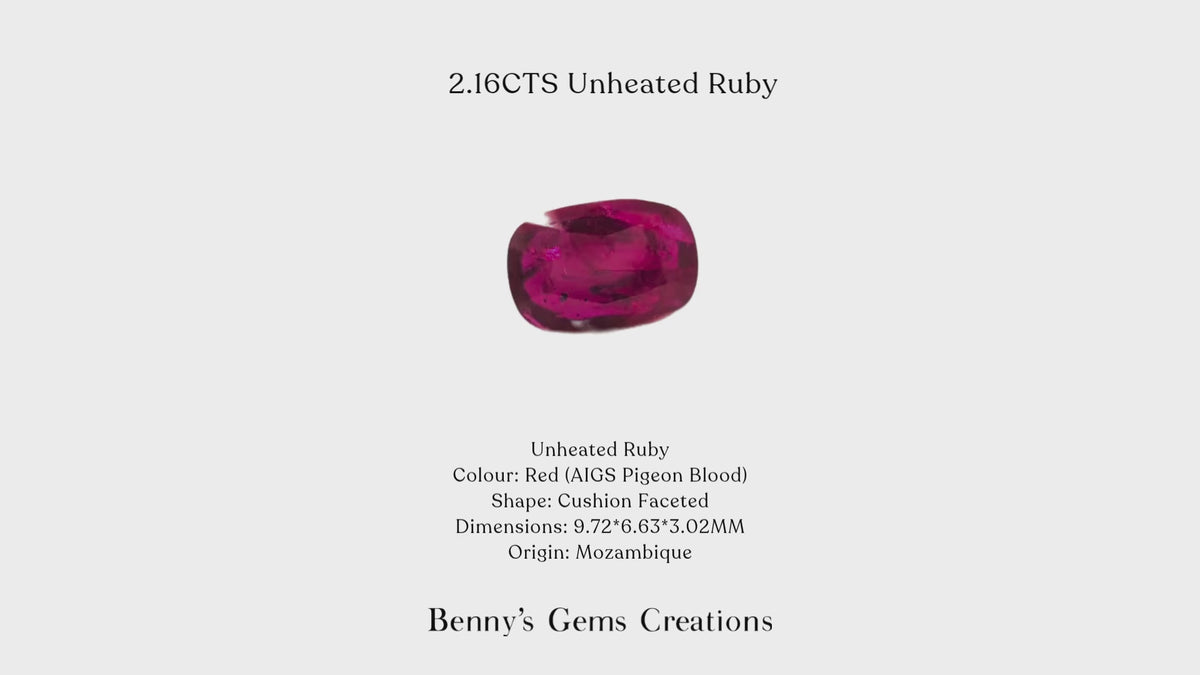 2.16ct Unheated Cushion Ruby 