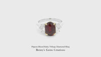Pigeon Blood Ruby Trilogy Diamond Ring