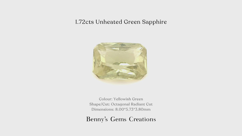 1.72cts Unheated Green Sapphire