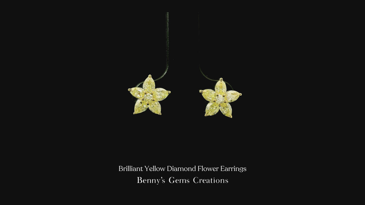 Brilliant Yellow Diamond Flower Earrings