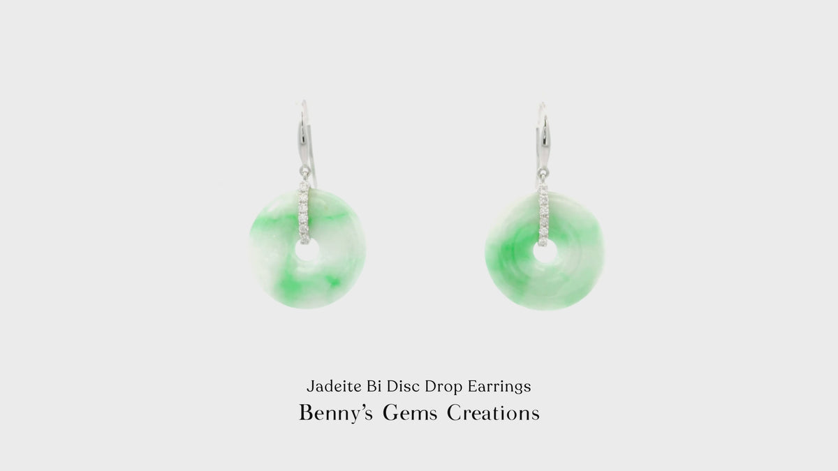 Jadeite Bi Disc Drop Earrings