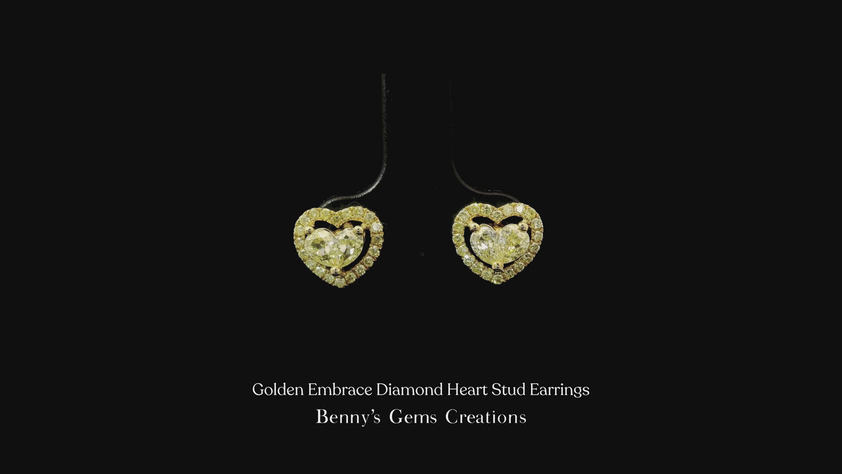 Golden Embrace Diamond Heart Stud Earrings