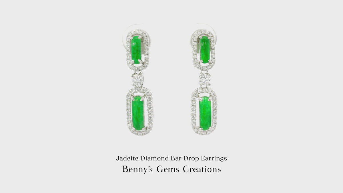Jadeite Diamond Bar Drop Earrings