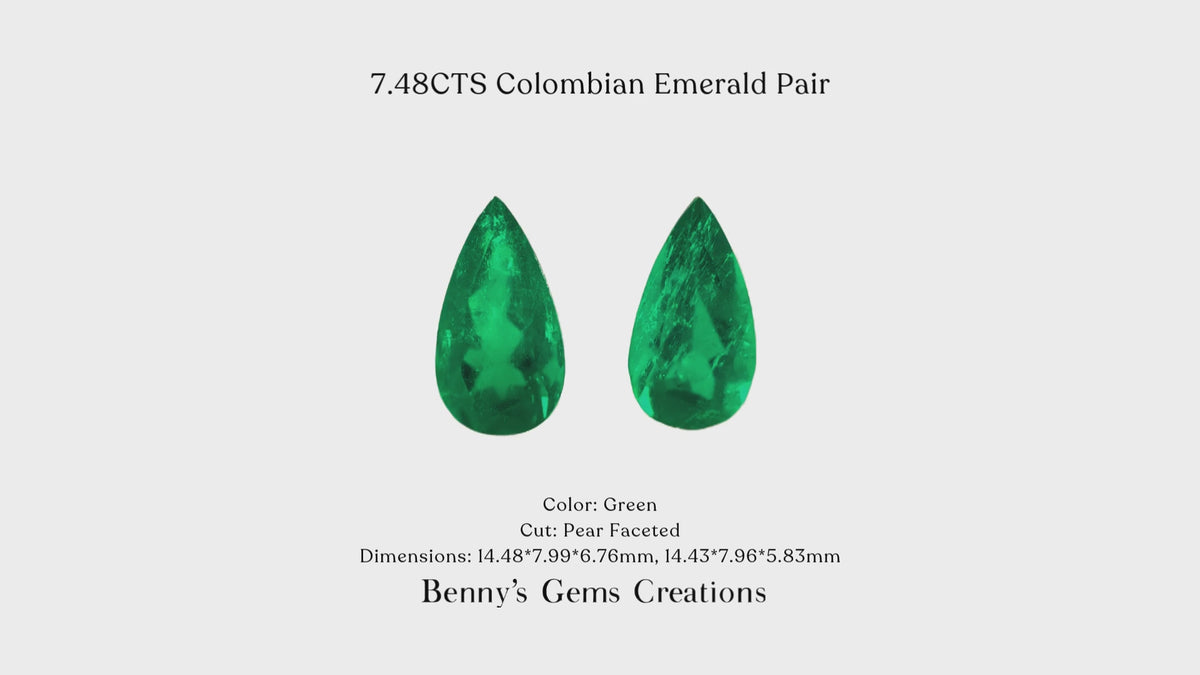 7.48cts colombian emerald pair - Benny's Gems Creations
