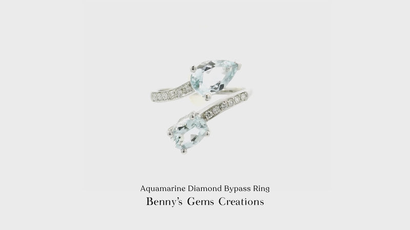 Aquamarine Diamond Bypass Ring