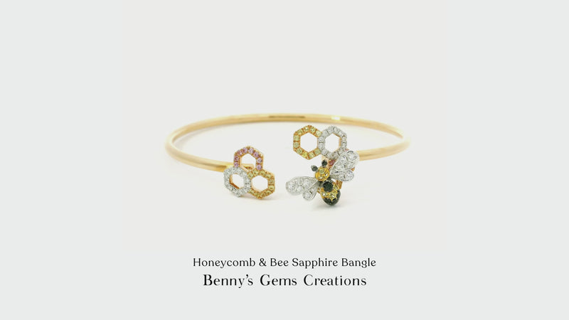 Honeycomb & Bee Sapphire Bangle