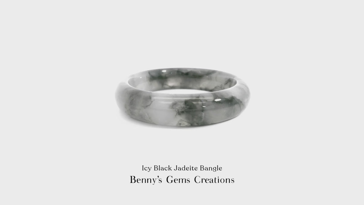 Icy Black Jadeite Bangle