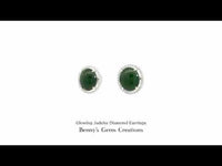 Glowing Jadeite Diamond Earrings featuring vibrant green jade with sparkling diamond accents in white gold