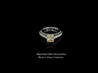 Filigree Style Yellow Diamond Ring featuring a yellow diamond center stone  crafted with vintage detailing