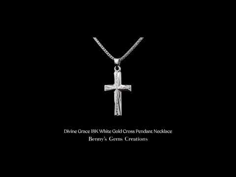 Divine Grace 18K White Gold Cross Pendant Necklace adorned with Sparkling Round Brilliant Diamonds