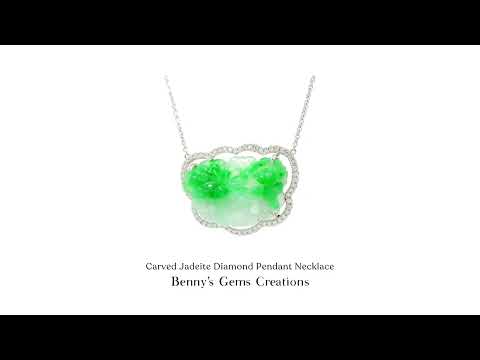 Carved Jadeite Diamond Pendant Necklace