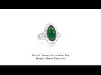 Elegant Jadeite Ring with rose-cut diamond accents in navette design