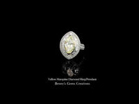 Yellow Marquise Diamond Ring/Pendant convertible ring/pendant design with diamond accents