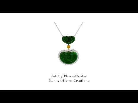 Jade Ruyi Diamond Pendant showcasing green jade and diamonds with timeless elegant design
