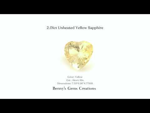 2.01 carats unheated yellow sapphire with bright golden-yellow hue, natural untreated gemstone perfect for elegant jewelry creations