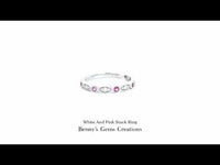 White And Pink Stack Ring featuring alternating white and pink stones with polished finish
