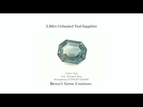 2.88 carats unheated teal sapphire gemstone showcasing a natural vivid teal hue with exceptional brilliance.