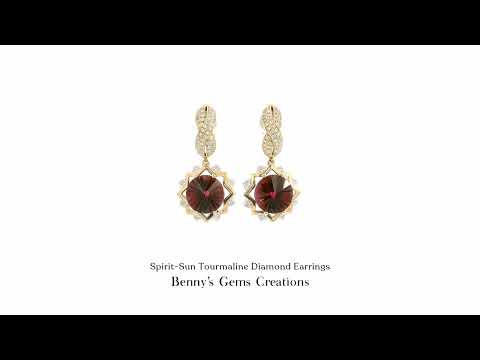 Spirit-Sun Tourmaline Diamond Earrings featuring vibrant tourmaline and sparkling diamonds