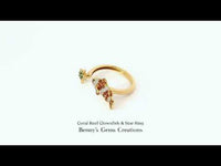 Coral Reef Clownfish & Star Ring inspired by ocean life with colorful gemstones and diamond accents