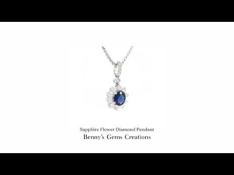 Sapphire Flower Diamond Pendant with vibrant blue gemstone centerpiece and sparkling accents in a floral-inspired design