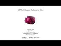 Unheated Ruby 5.57Cts in octagonal step cut, 10.74 × 7.74 × 6.46 mm, origin Madagascar, with gemstone certificate.