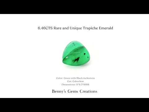 6.46 carats trapiche emerald with distinctive radial pattern and rich green hue, rare natural gemstone prized for its unique formation and beauty