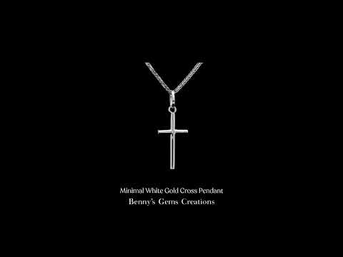 Minimal White Gold Cross Pendant with sleek, modern design in a timeless minimalist style