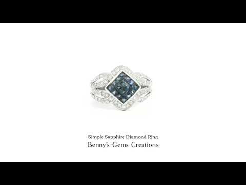 Simple Sapphire Diamond Ring with deep blue sapphire and sparkling diamond accents, in refined and elegant look