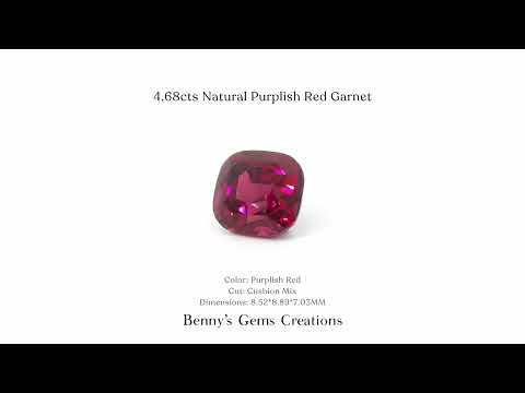 4.68cts natural purplish red garnet loose stone, ideal for custom rings or pendants