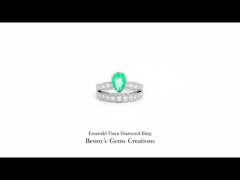 Emerald Tiara Diamond Ring featuring brilliant-cut accent diamonds, elegant and timeless