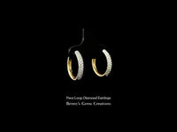 Pave Loop Diamond Earrings in polished yellow gold setting