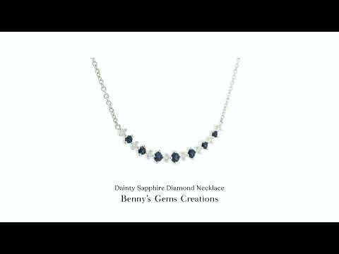 Dainty Sapphire Diamond Necklace with elegant blue sapphires and sparkling diamond accents in fine jewelry setting