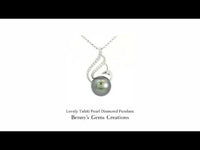 Lovely Tahiti Pearl Diamond Pendant with sparkling diamond accents in fine white gold setting