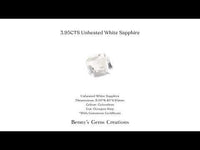 3.95ct Unheated White Sapphire - Benny's Gems Creations