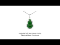 Guatemalan Hulu Jade Diamond Pendant with vibrant green jade centerpiece accented with sparkling diamonds