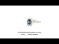 Classic Vivid Blue Sapphire Diamond Ring with sparkling diamond accents in classic style and fine jewelry setting
