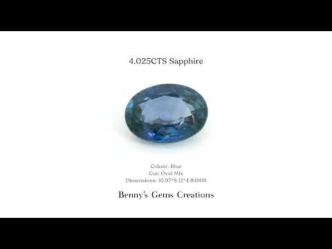 4.025CTS natural blue sapphire with rich blue color and brilliance