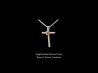 Dainty Sapphire Rose Diamond Cross featuring sapphires and rose diamonds for feminine appeal and subtle elegance