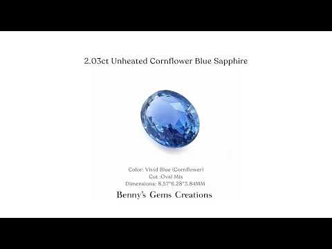 2.03cts unheated cornflower blue sapphire featuring vivid blue hue and brilliant clarity
