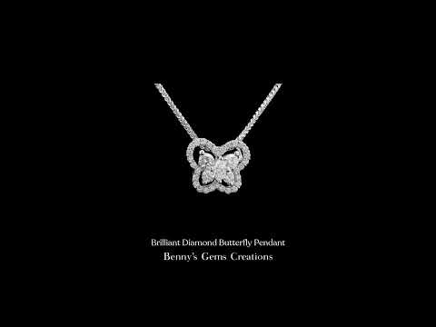 Brilliant Diamond Butterfly Pendant with sparkling brilliant-cut diamonds necklace in white gold