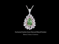 Enchanted Garden Green Diamond Ring & Pendant set in gold with sparkling diamonds